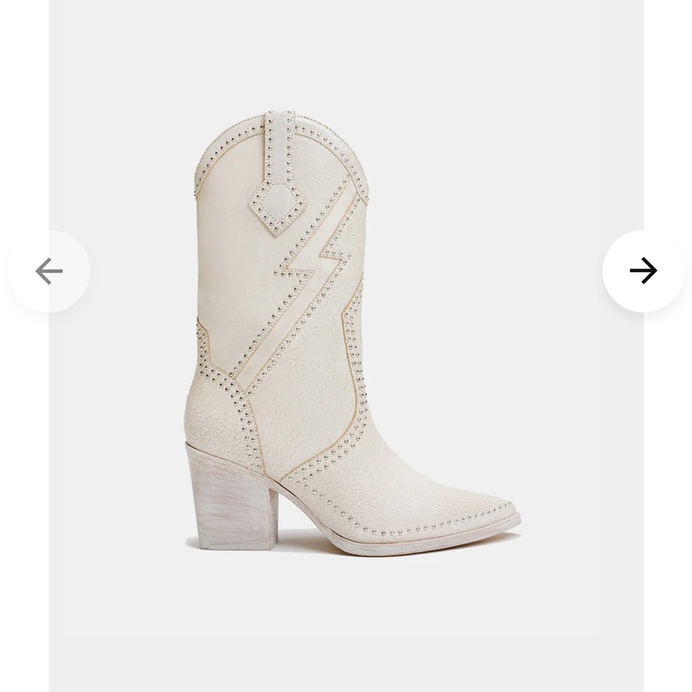Dante Leather Cream Lightning Bolt Cowboy Boot